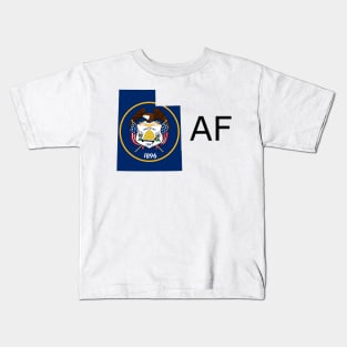 Utah Flag State Outline AF (black) Kids T-Shirt